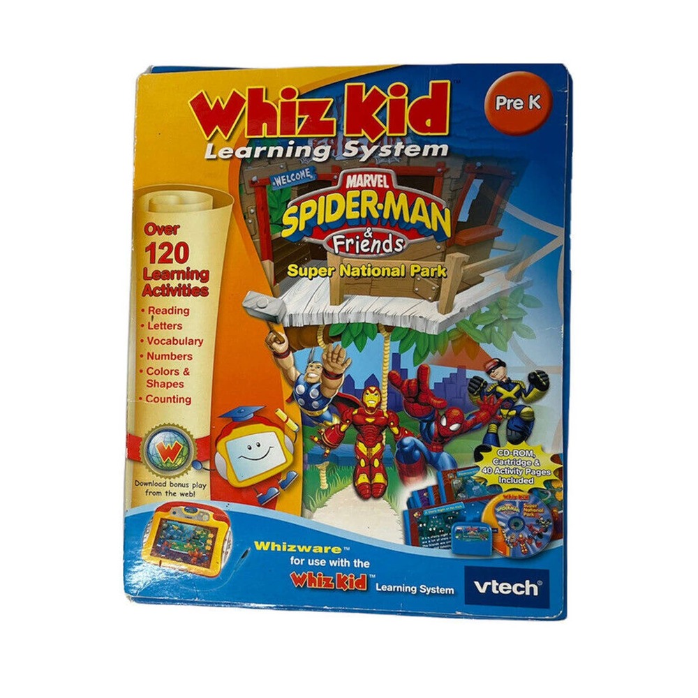 V Tech Whiz Kid CD & Cartridge Marvel Spider-Man‎ & Friends Super National Park
